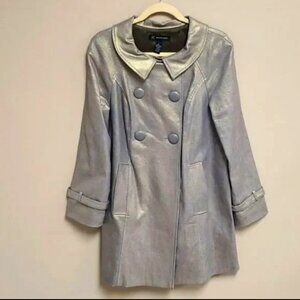 INC Metallic Gold Retro Swing Trench Coat - Size Large